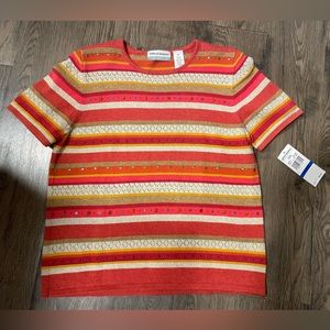 Alfred Dunner Short Sleeve Indian Summer Sweater, NWT, size Ladies Petite XL